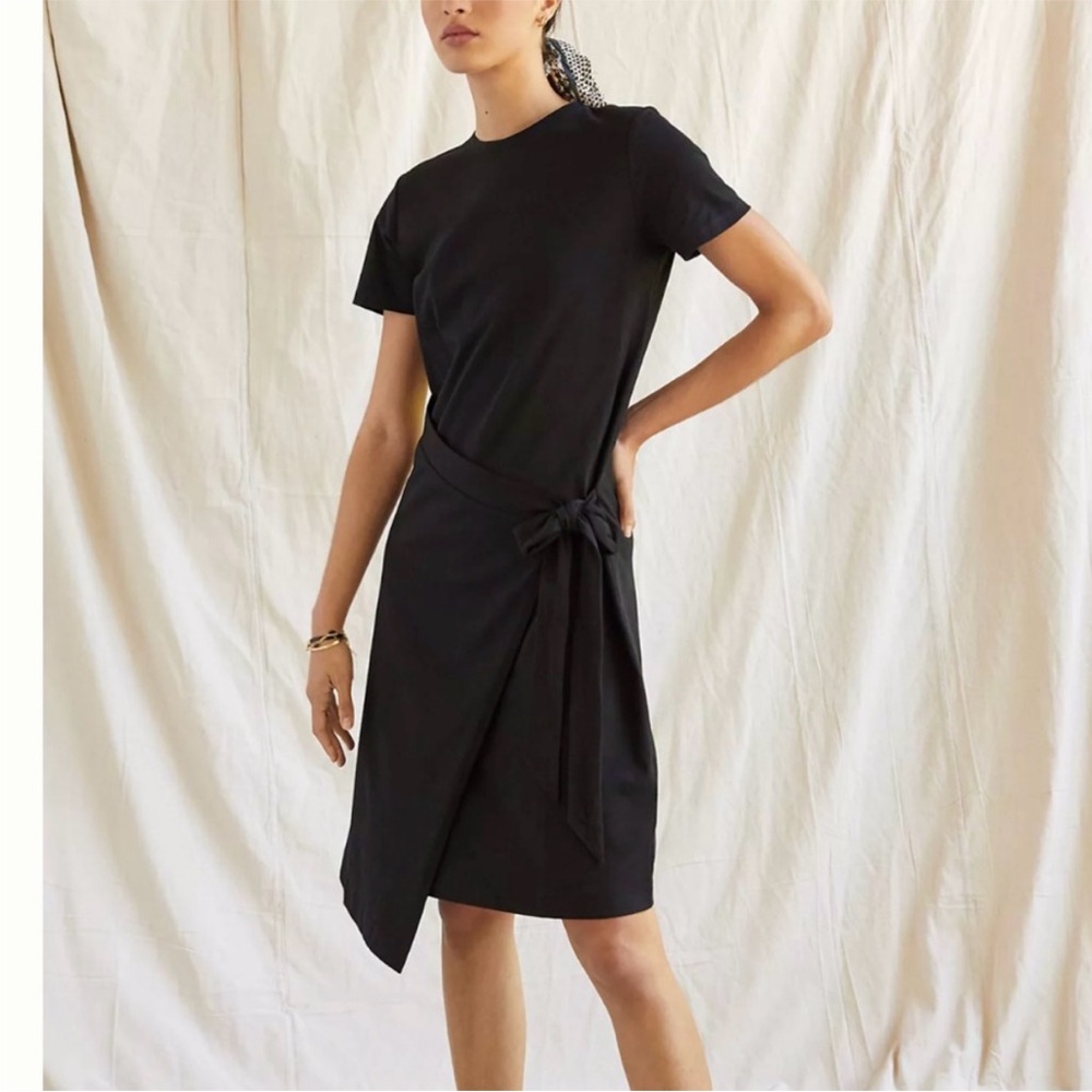 Anthropologie Dolan Draped Midi Wrap Dress Black